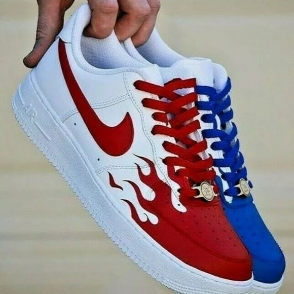 red and blue shoes nike